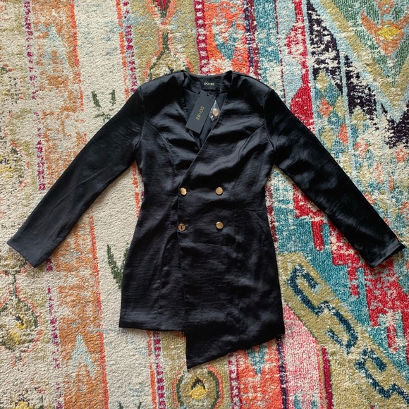 Vici Black Satin Dress - Picture 1 of 4